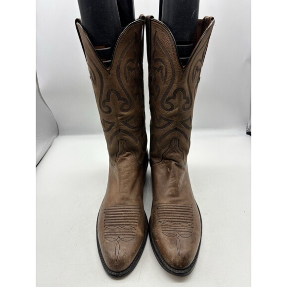 LUCCHESE WESTERN COWBOY BOOTS MENS SZ 9.5 D DANCEHALL RANCH RODEO MADE in USA main image 4